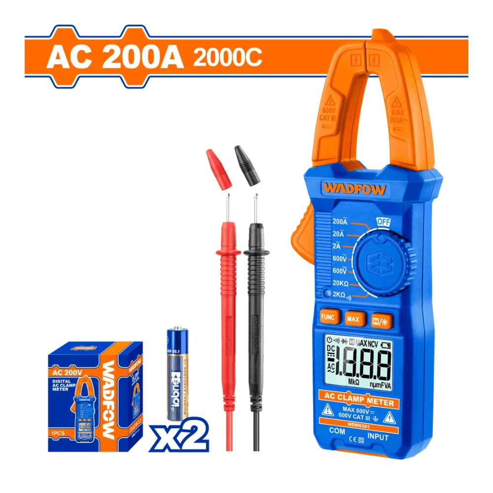 WADFOW Pince ampermétrique digital  Ac 2000C/200A