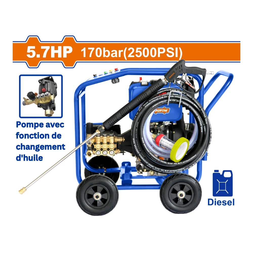WADFOW Nettoyeur à haute pression diesel 5.7HP 170 bar