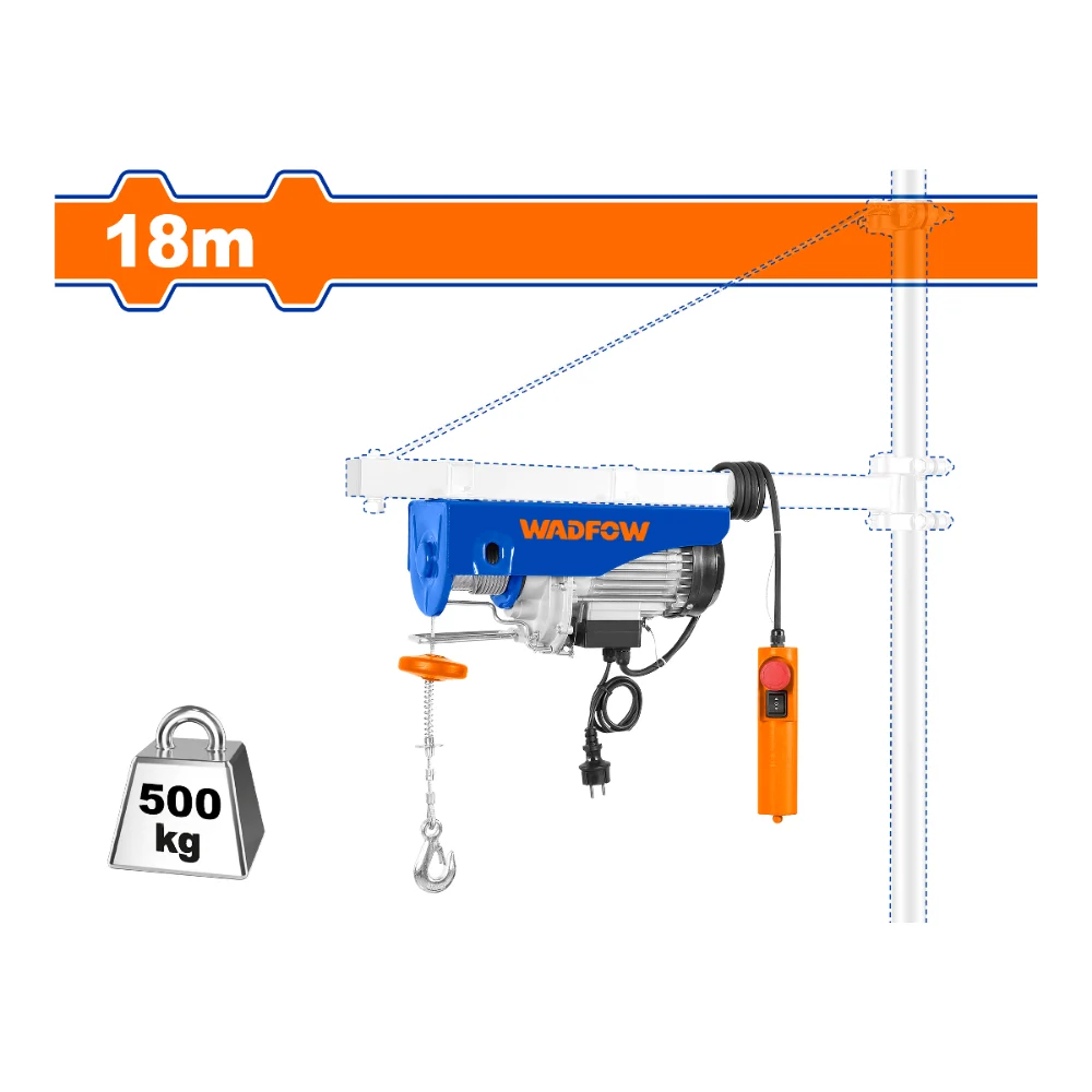 WADFOW Palan électrique 800W – 500 kg – 18m