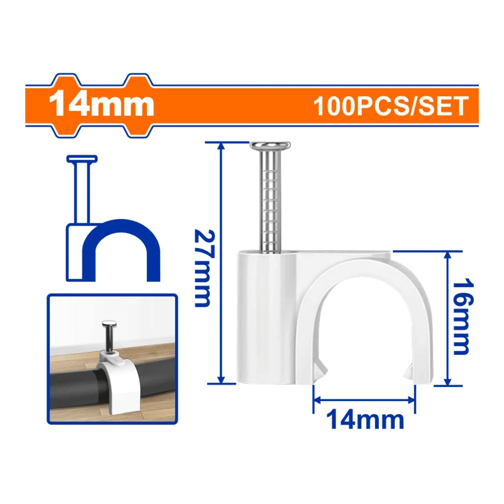 WADFOW Collier de serrage blanc 14mm/100pcs