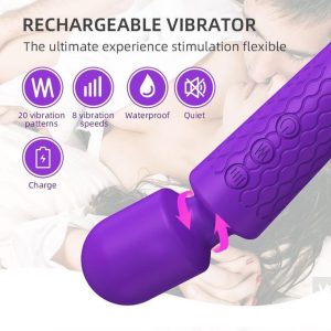20 modes vibromasseur puissant rechargeable Magic stick vibromasseur de massage pour femmes, vibromasseur point G et stimulateur clitoridien sans fil pour femmes-5