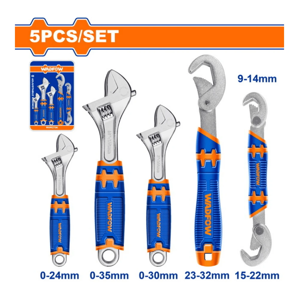 WADFOW Clé à molette ajustable (lot de 5pcs)