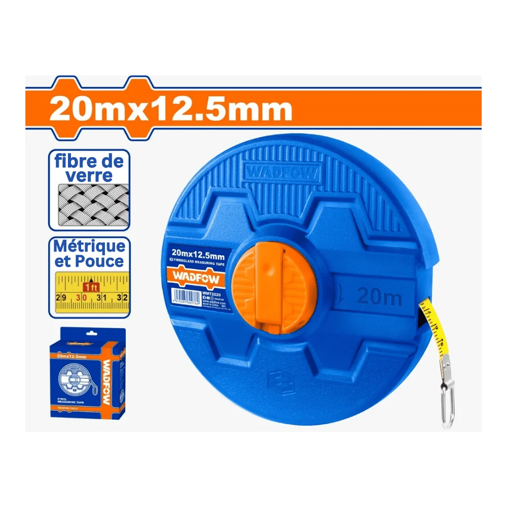 WADFOW Decamètre 20m x 12.5mm en fibre de verre