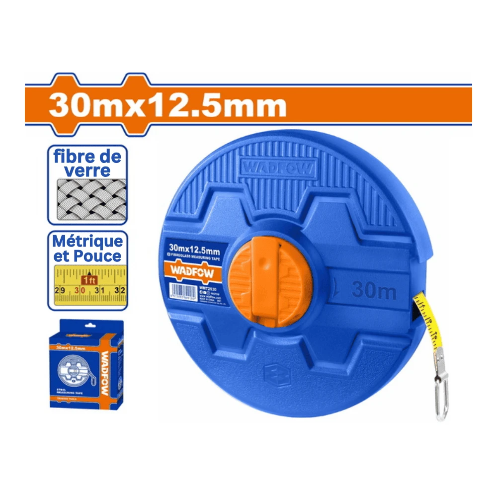 WADFOW Decamètre 30m x 12.5mm en fibre de verre