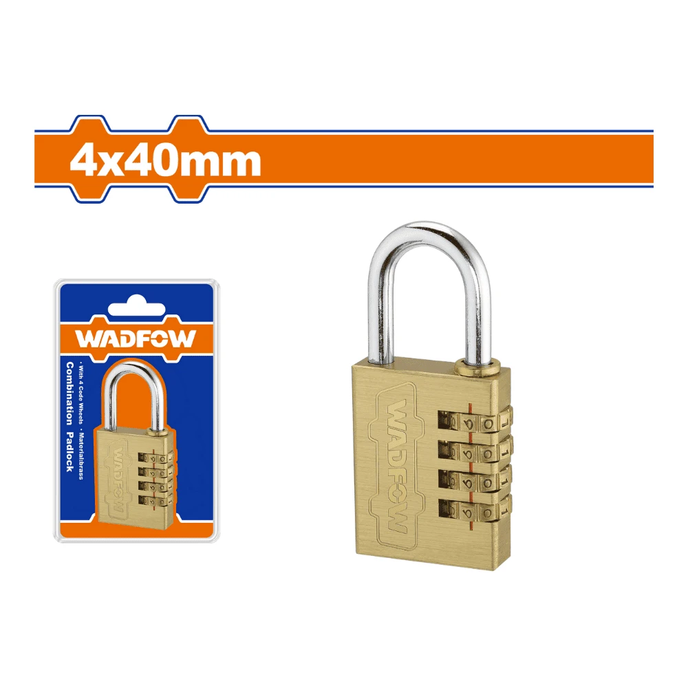 WADFOW Cadenas à combinaison 4 chiffres en laiton 40 mm