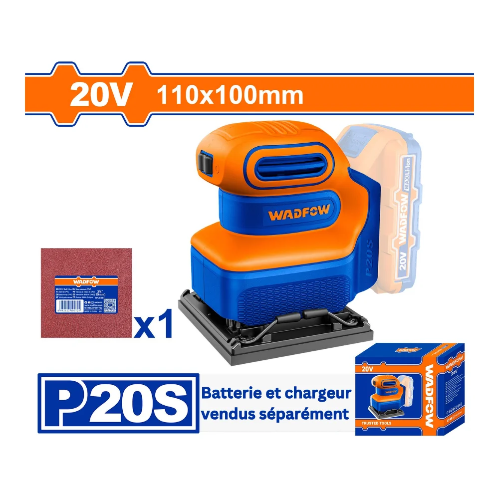 WADFOW Ponceuse à papier 20V sans fil