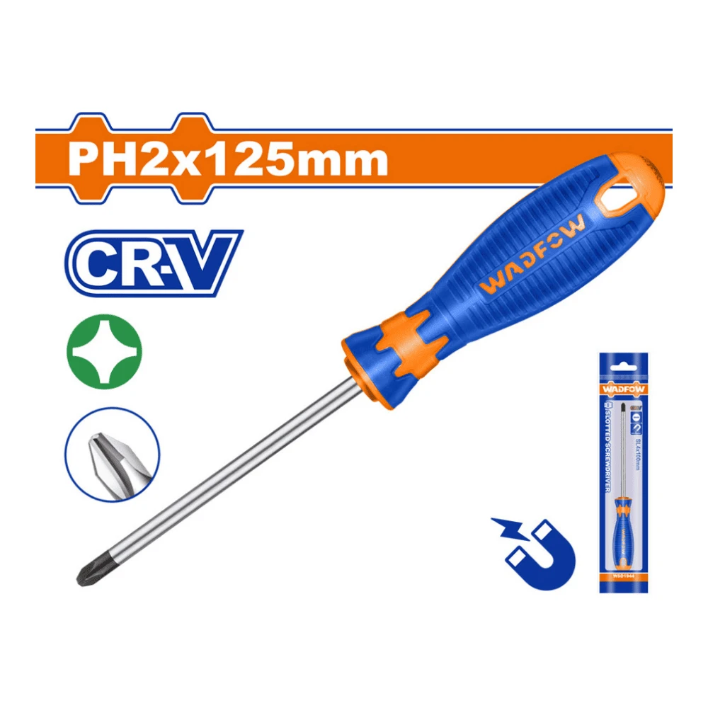 WADFOW Tournevis phillips à lame ronde ph2 x 125mm