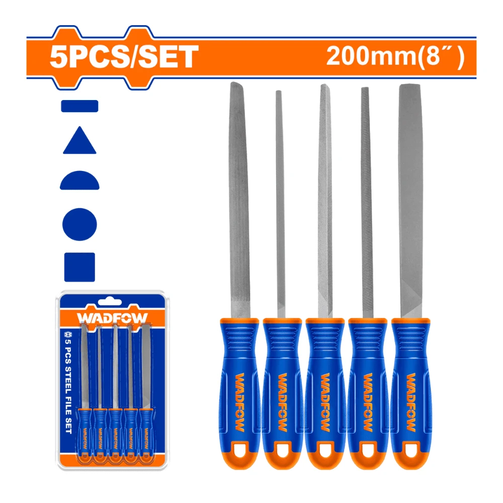 WADFOW Lot de 5 Limes en acier pour métal 200mm (8″)