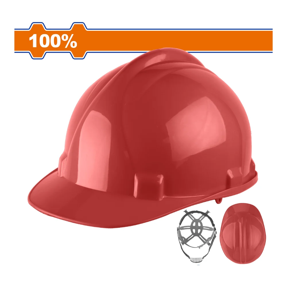 WADFOW Casque de sécurité rouge en PE 320g avec jugulaire