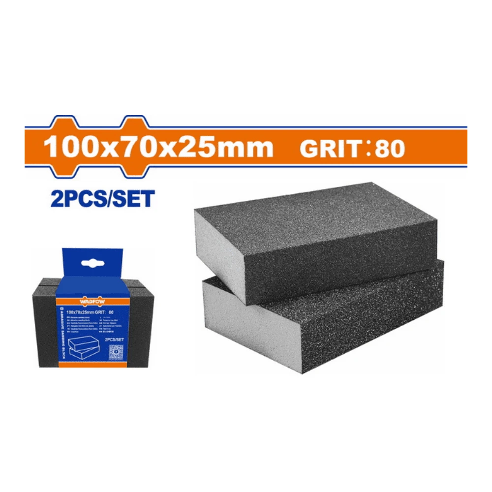 WADFOW Bloc de ponçage abrasif 100x70x25mm P80