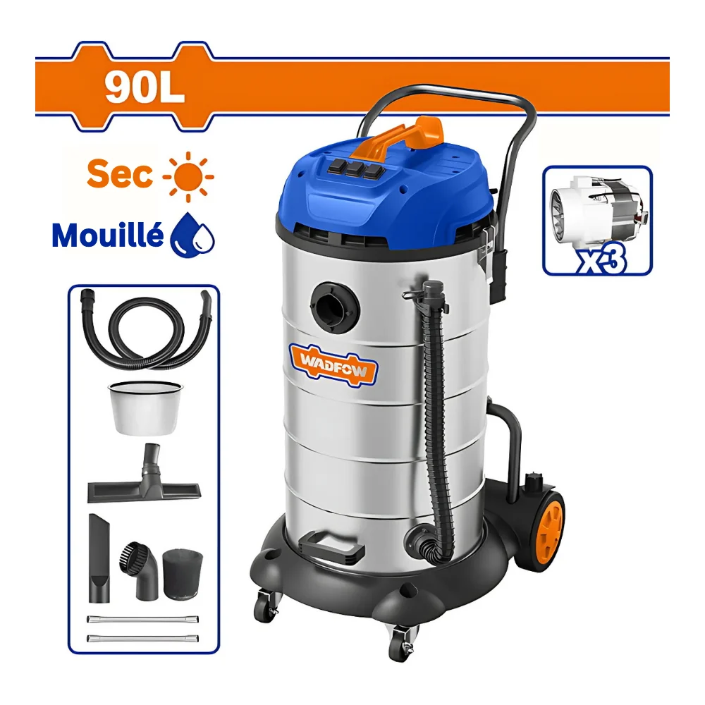 WADFOW Aspirateur 3 x 1200W 90L