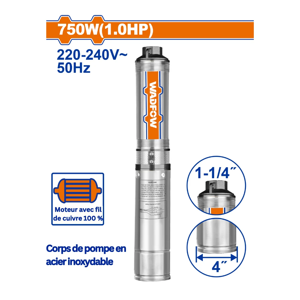 WADFOW Pompe immergée 750W pour puits profond