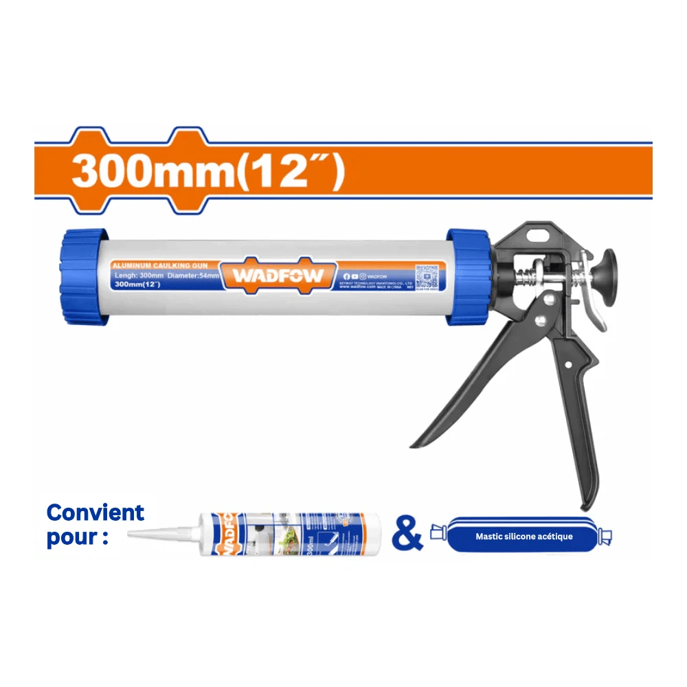 WADFOW Pistolet à calfeutrer 300mm (12″)