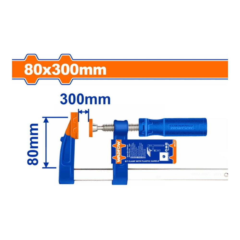 WADFOW Serre-joint de type F poignée en plastique 80x300mm