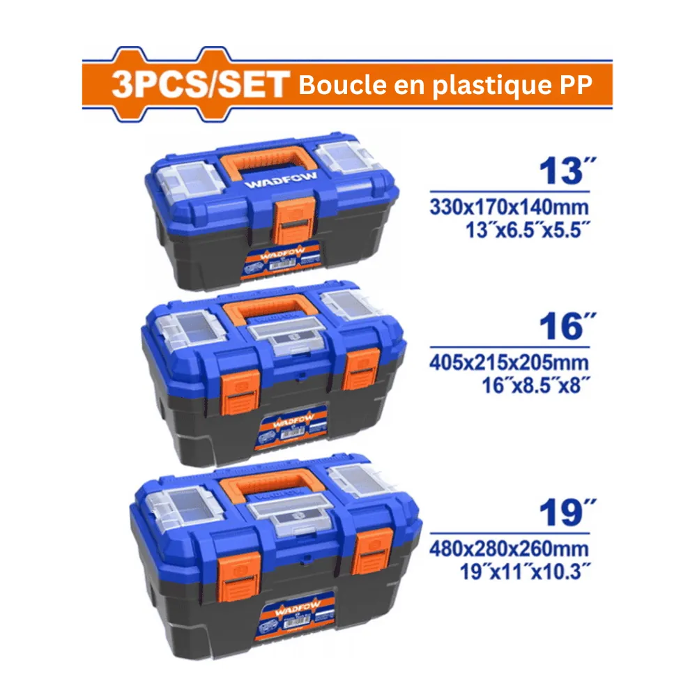 WADFOW Jeu de 3 boîtes à outils en PVC