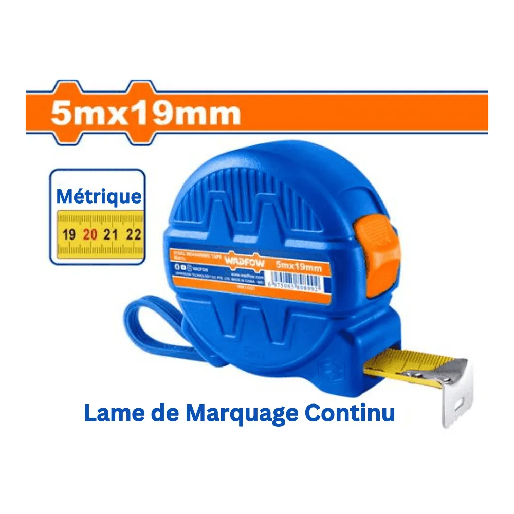 WADFOW Mètre à ruban en acier 5 m x 19 mm