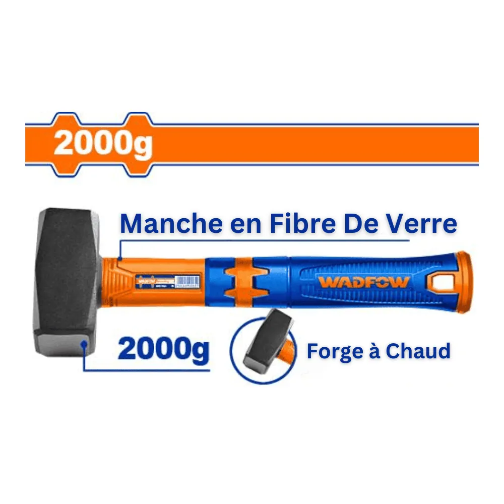 WADFOW Marteau de lapidation 2000g manche en fibre