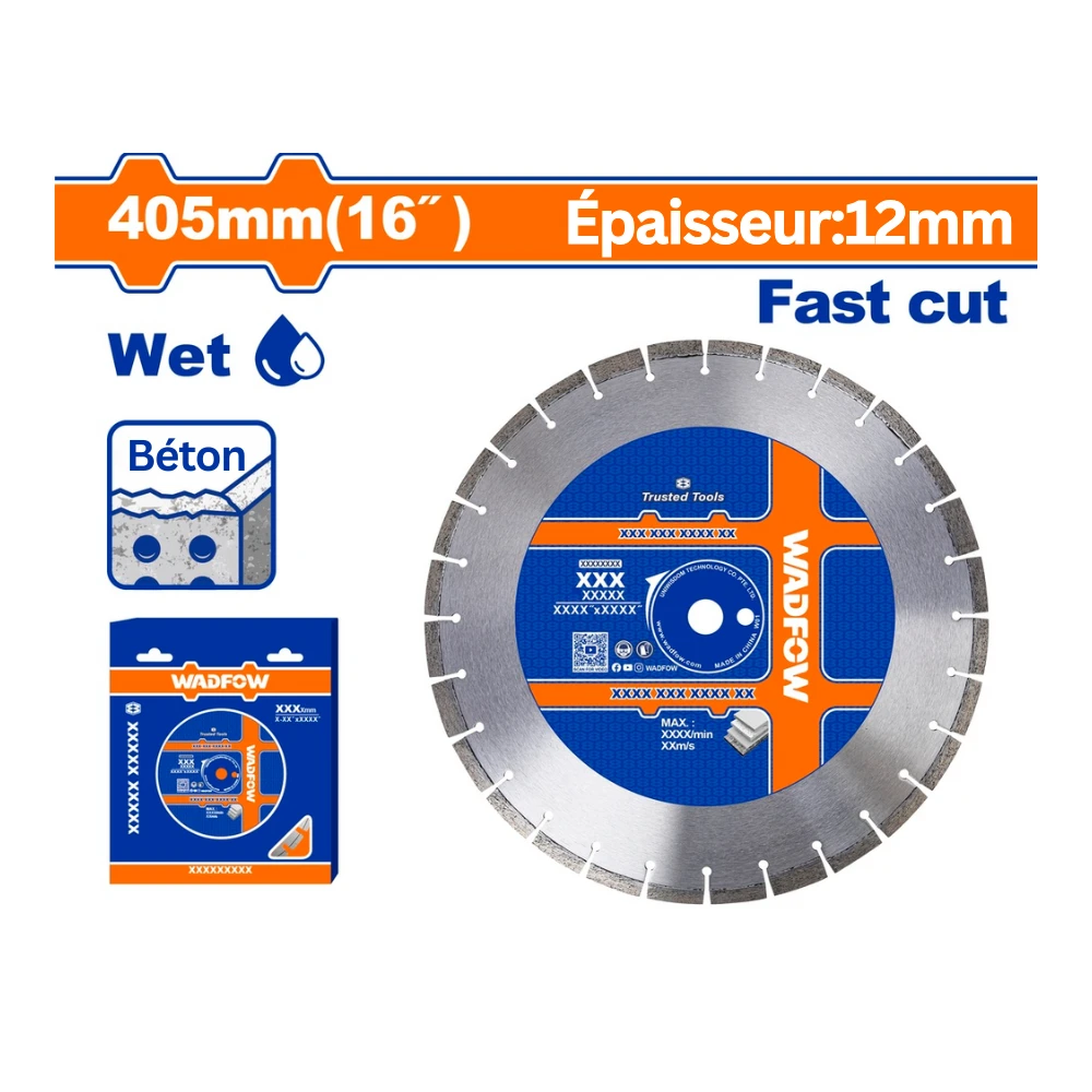 WADFOW Disque diamant béton 405mm (16″) pour scie à sol WQF2A16
