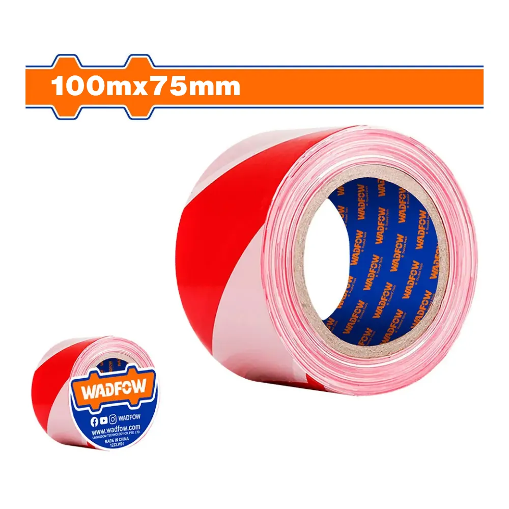 WADFOW Ruban de signalisation rouge / blanc 75mm x 100m