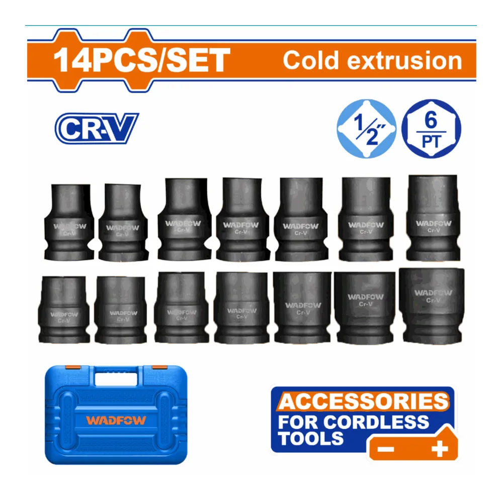WADFOW Jeu de 14 douilles à chocs 1/2″ 10-27mm