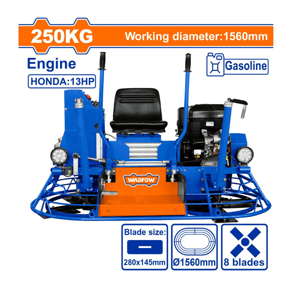 WADFOW Truelle motorisée à essence 250kg 8.2kW 13HP 156cm 61″