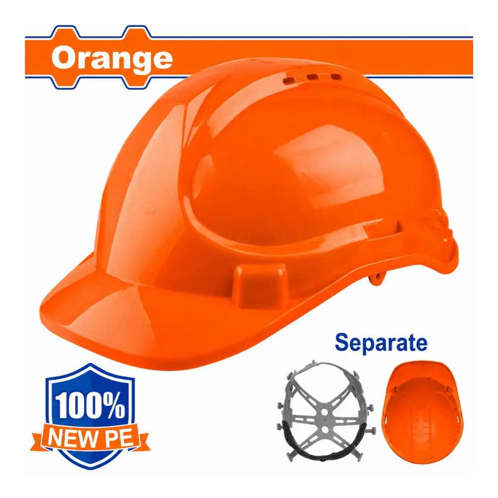 WADFOW Casque de sécurité orange en PE 320g avec jugulaire