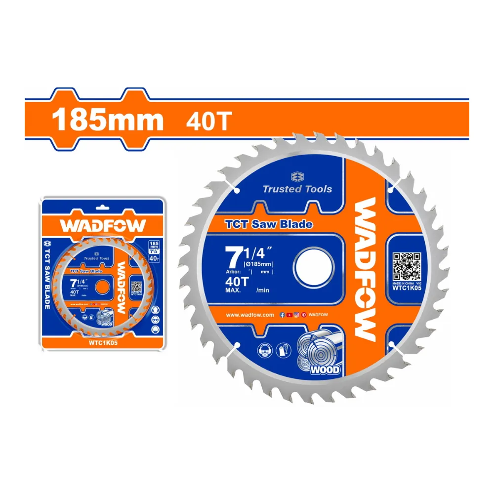 Lame de scie circulaire TCT 185mm 40T (7-1/4″) pour bois