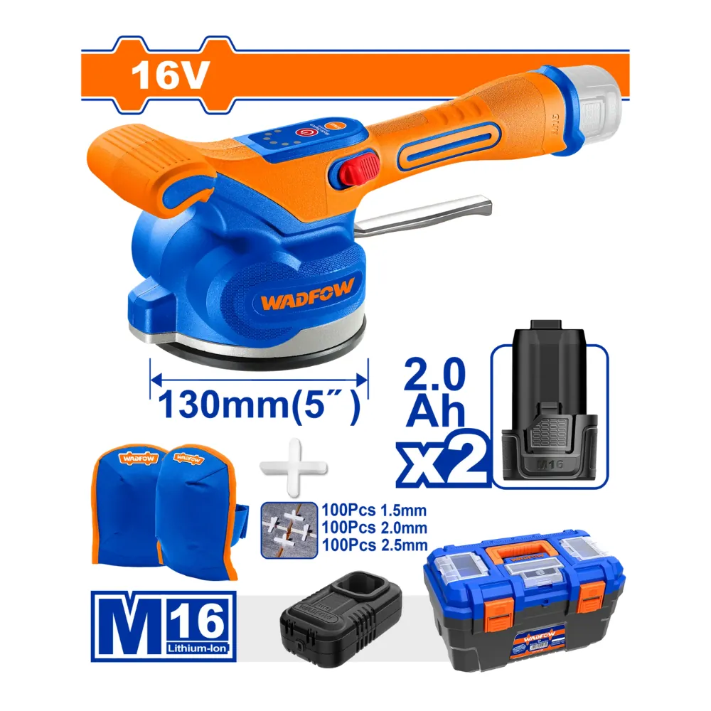 WADFOW Ventouse pour pose de carrelage sans fil 16V avec 2 batteries + 1 chargeur et accessoires