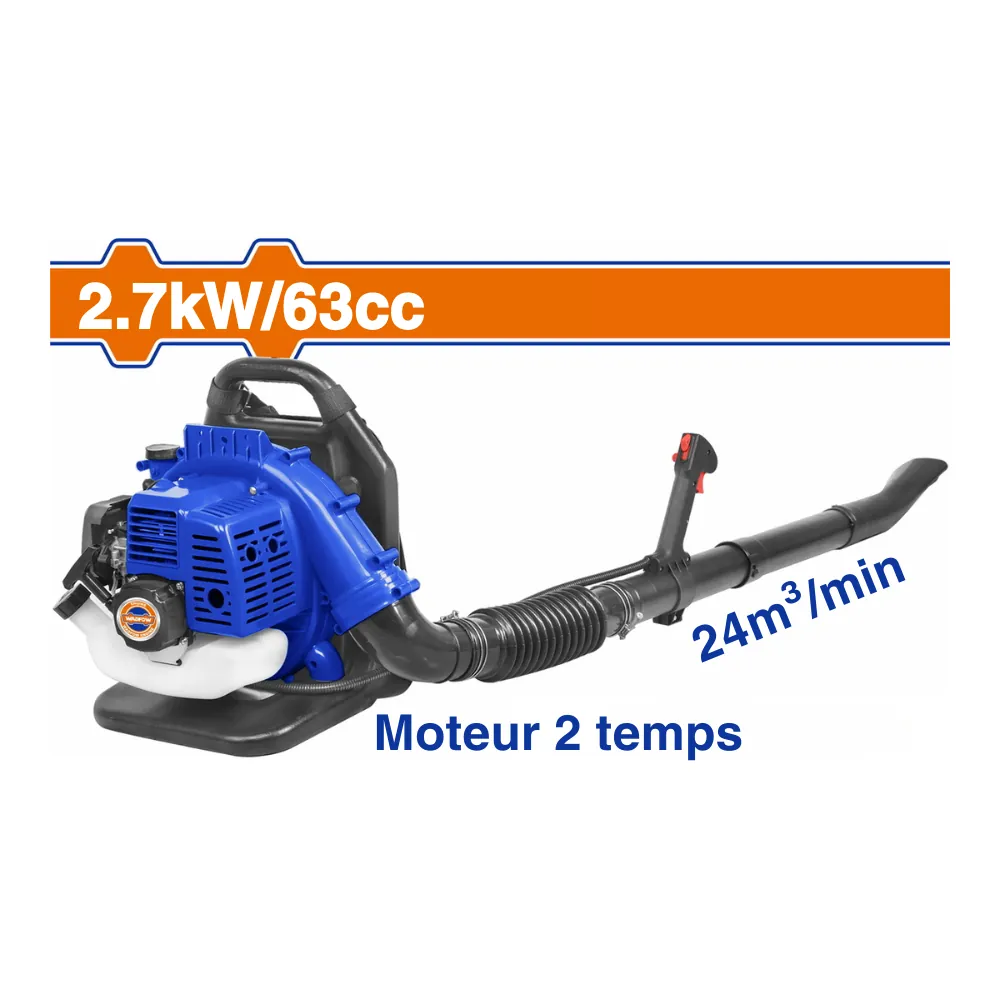 WADFOW Souffleur thermique à essence à dos 2.7kW 63cc