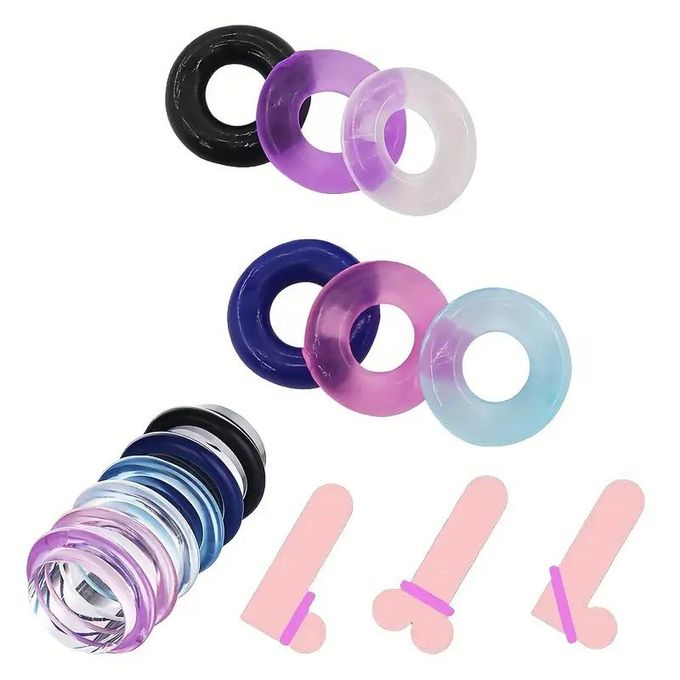 Anneau pénien  6 pièces pour améliorer les performances sexuelles Anneau extensible à perles pour rester dur Retarder l'éjaculation Entraîneur pénien pour hommes Sex toy Produits pour adultes masculins-1