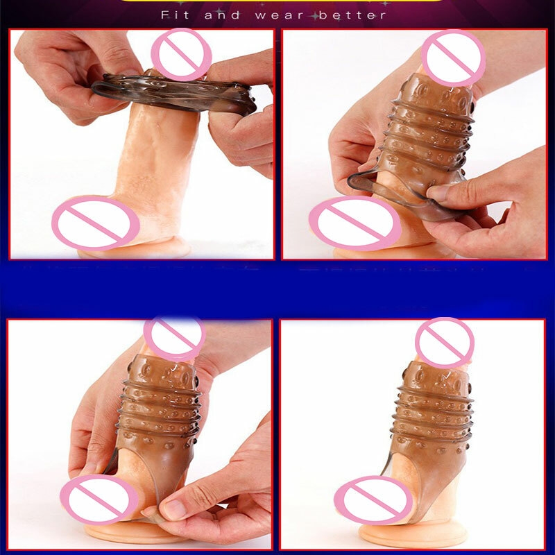 Anneau Pénien En Silicone Réutilisable Avec Manchon Pénien à Pointes Et Gode Pour Une érection Plus Forte Stimule Le Point G Facile à Nettoyer 18+-14