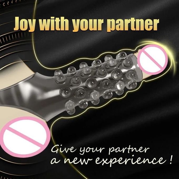 Anneau Pénien En Silicone Réutilisable Avec Manchon Pénien à Pointes Et Gode Pour Une érection Plus Forte Stimule Le Point G Facile à Nettoyer 18+-3