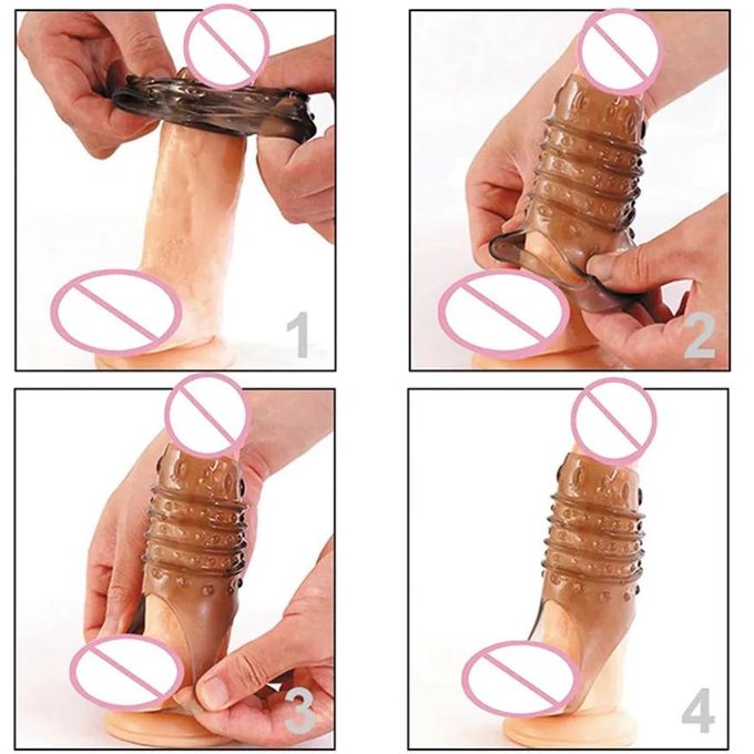Anneau Pénien En Silicone Réutilisable Avec Manchon Pénien à Pointes Et Gode Pour Une érection Plus Forte Stimule Le Point G Facile à Nettoyer 18+-7