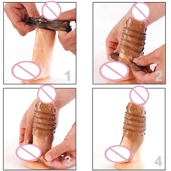 Anneau Pénien En Silicone Réutilisable Avec Manchon Pénien à Pointes Et Gode Pour Une érection Plus Forte Stimule Le Point G Facile à Nettoyer 18+-7