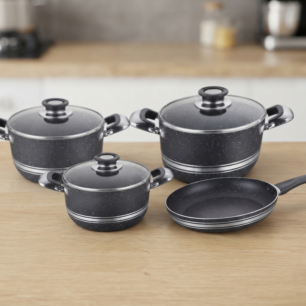 Casserole Pour Cuisine 3 Pièces Couverture Vitré + Poêle