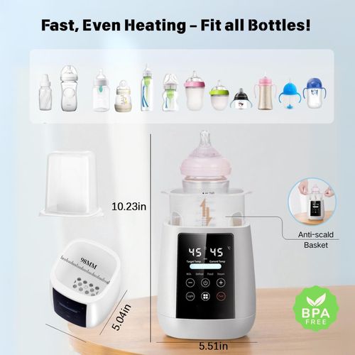 Chauffe rapide multifonction 6 en 1 pour lait maternel/formule, avec veilleuse, Chauffe-lait avec contrôle précis de la température, Maintien au chaud 48 heures, Décongélation, Chauffage des aliments et Stérilisation (Blanc)-2