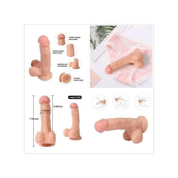 Énorme gode réaliste à ventouse – Jouet sexuel de 18,5 cm-3