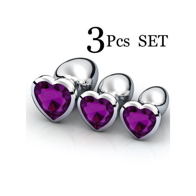 Ensemble de 3 pièces Bijoux Stimulateur Plug Anal en forme de cœur-1