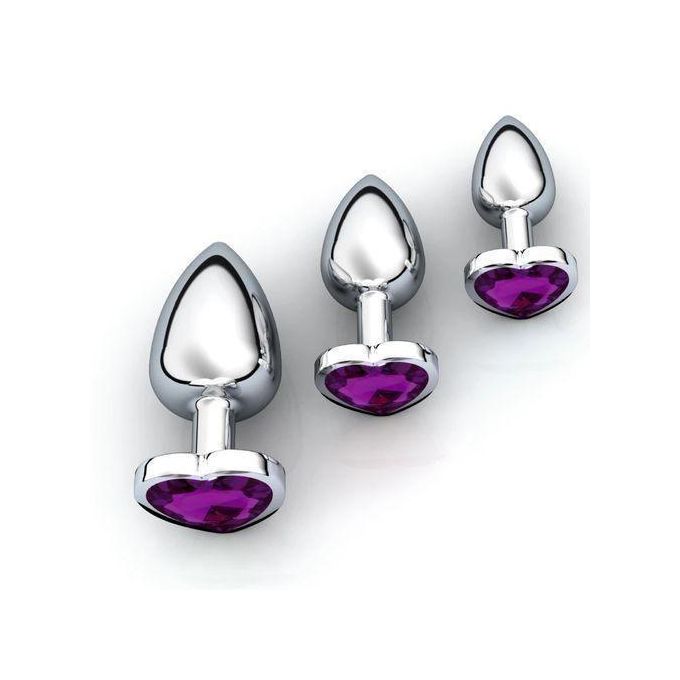 Ensemble de 3 pièces Bijoux Stimulateur Plug Anal en forme de cœur-4