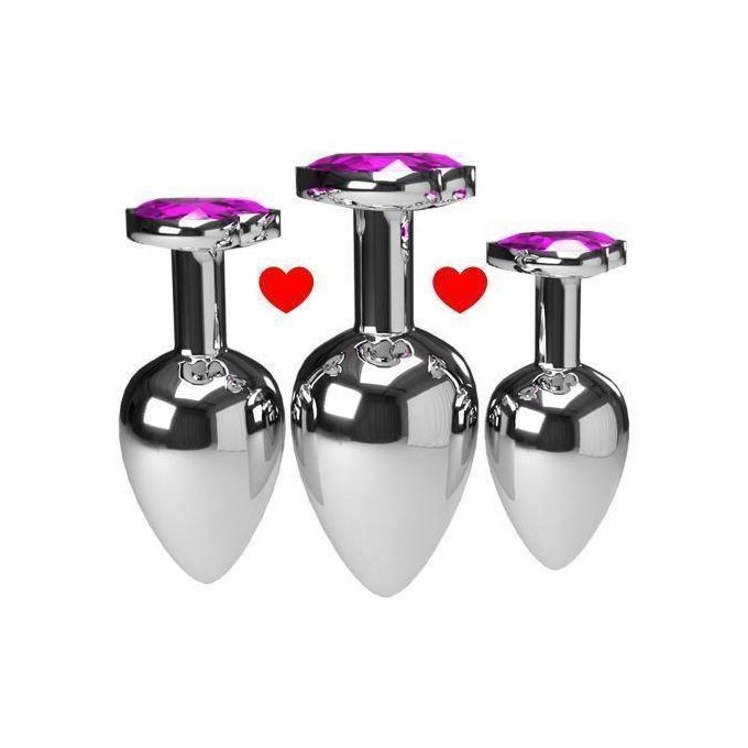 Ensemble de 3 pièces Bijoux Stimulateur Plug Anal en forme de cœur-5