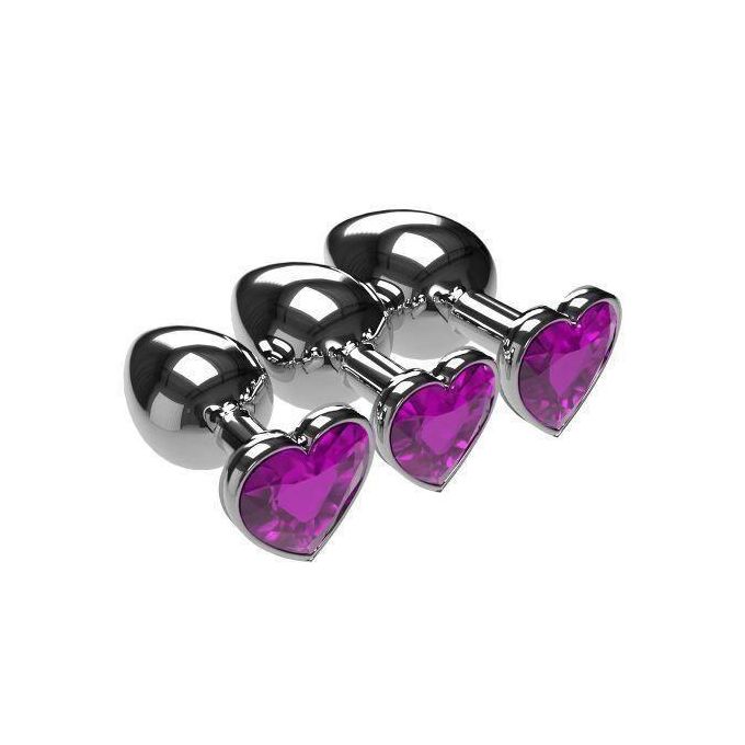 Ensemble de 3 pièces Bijoux Stimulateur Plug Anal en forme de cœur-7