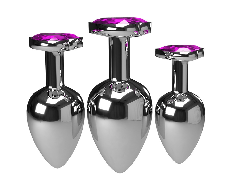 Ensemble de 3 pièces Bijoux Stimulateur Plug Anal en forme de cœur-9