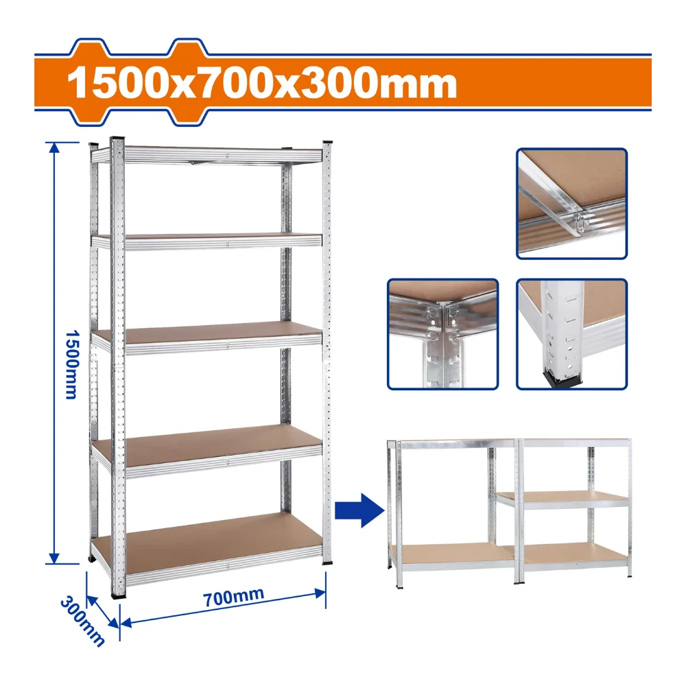 Étagère de rangement 5 niveaux 1,5m