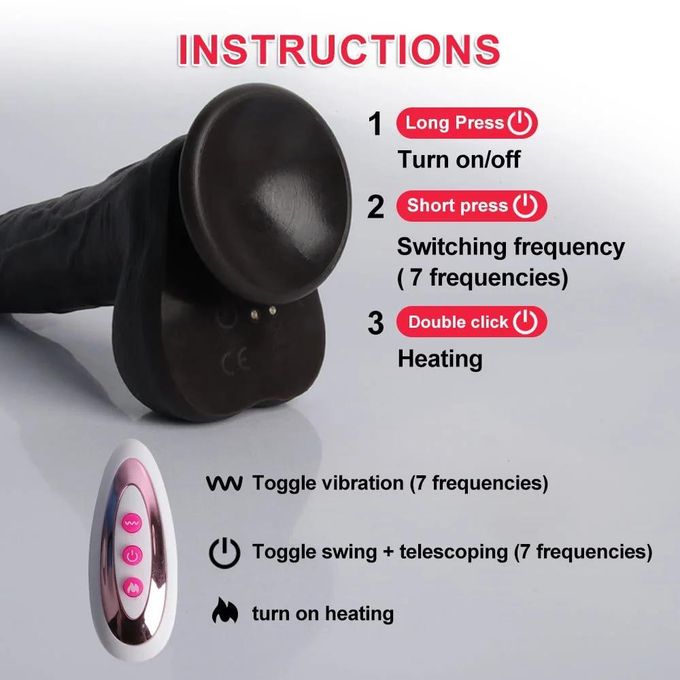 Gode réaliste télescopique, vibromasseur, jouet sexuel pour femme, télécommande-7
