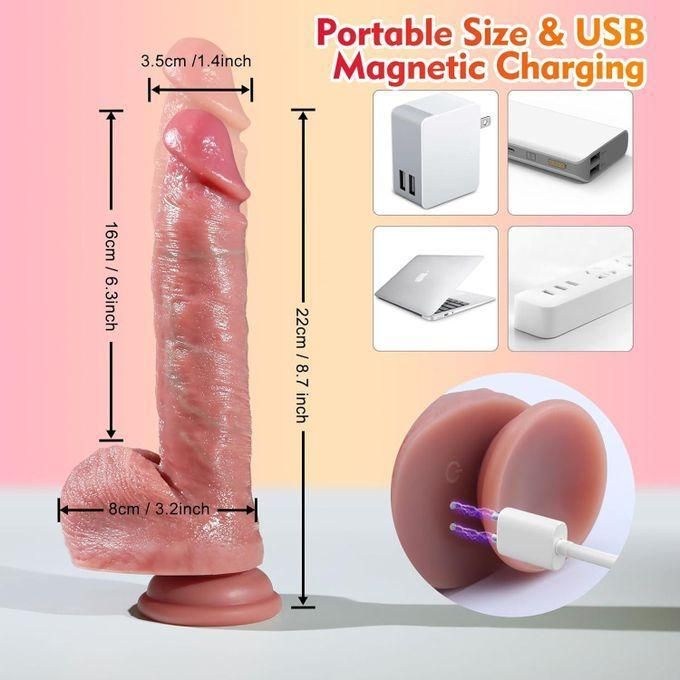 Gode réaliste télescopique, vibromasseur, jouet sexuel pour femme, télécommande-7