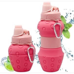 Gourde Enfant Rétractable Fraise 500 ml - Rose