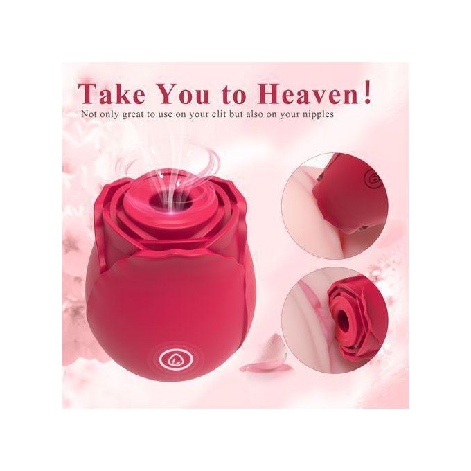 Hifinit Rechargeable à 10 Modes Vibromasseur En Forme De Rose Pour Femme, Jouet Sexuel Pour Stimulation Du Clitoris Et Succion Des Mamelons, Appareil Intime Puissant Pour Léchage Oral- Rouge