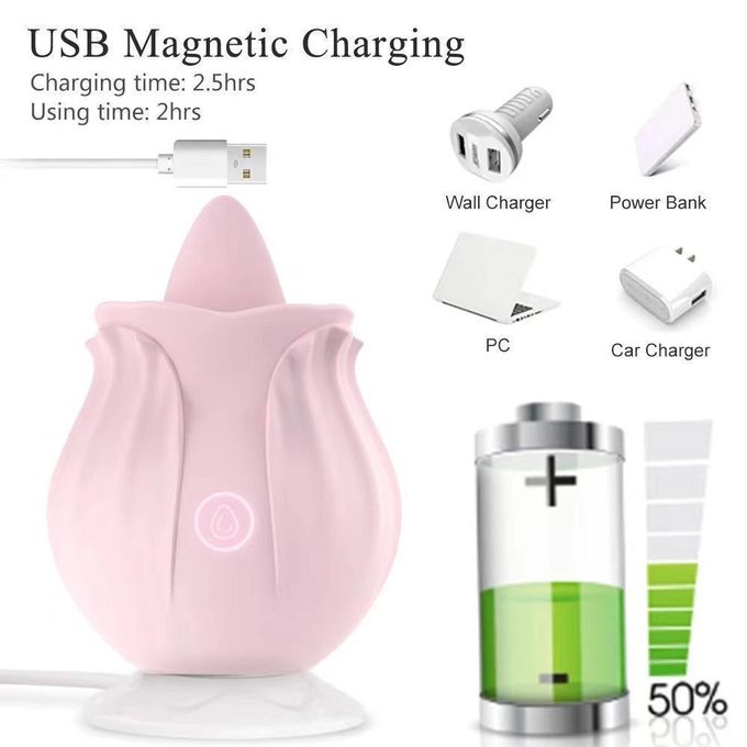 Homarom Vibromasseur pour femmes G-spot, jouet pour femmes avec langue, sextoys 10 fréquences masturbateurs  jouet en forme de rose-3