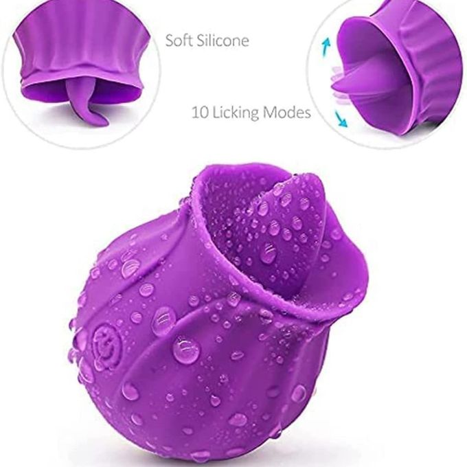 Homarom Vibromasseur pour femmes G-spot, jouet pour femmes avec langue, sextoys 10 fréquences masturbateurs  jouet en forme de rose-5