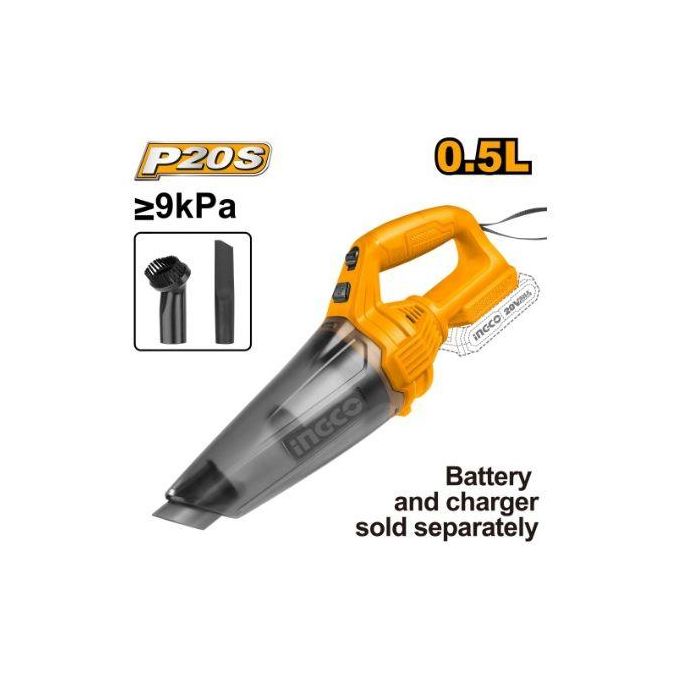 Ingco ASPIRATEUR SANS FIL 20V/ 0.5L +1SUCEUR+1BROSSE plus ajout de batterie20v 2ah et 1 chargeur  CVLI201261-1